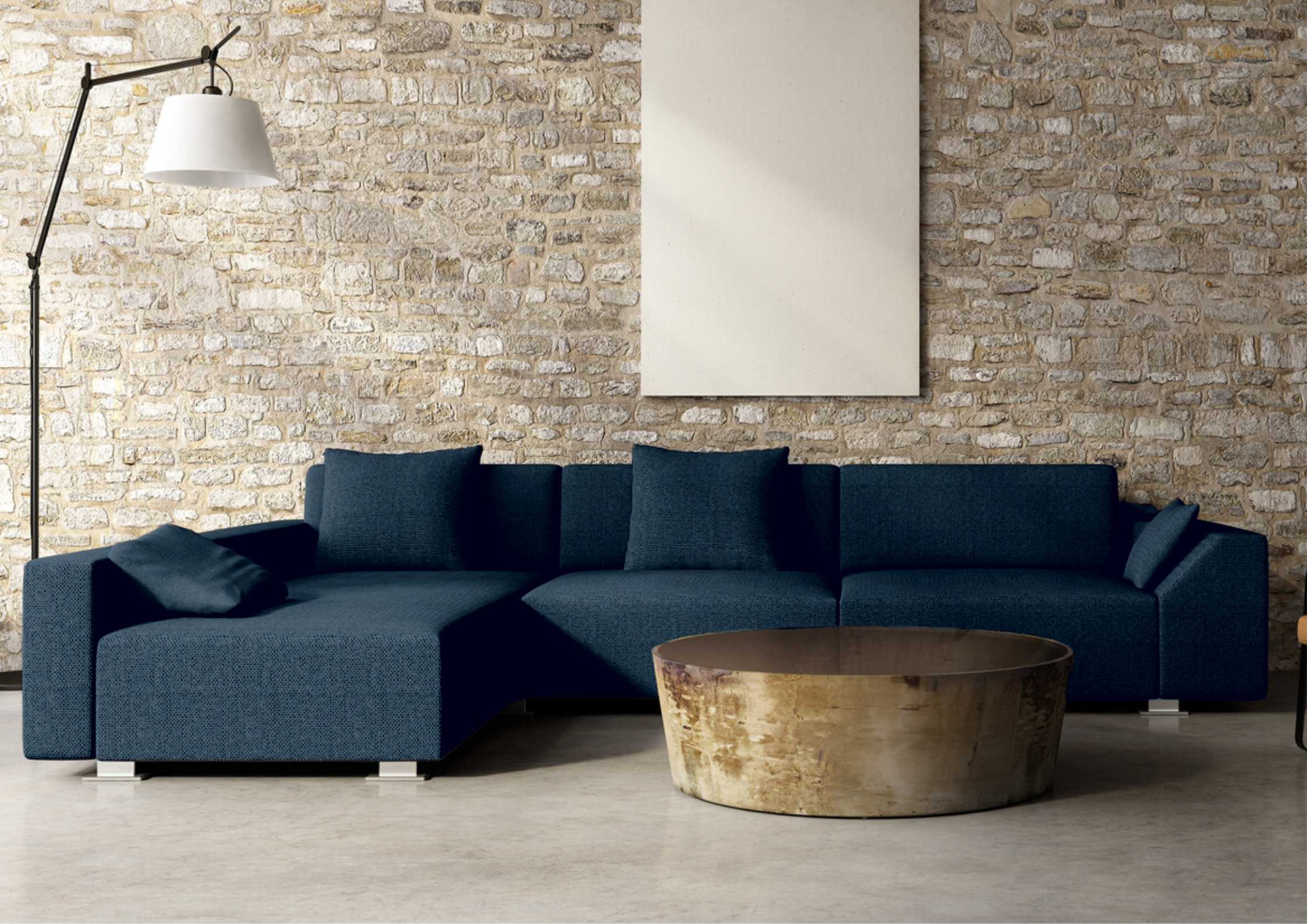 Granatowy narożnik w stylu loft